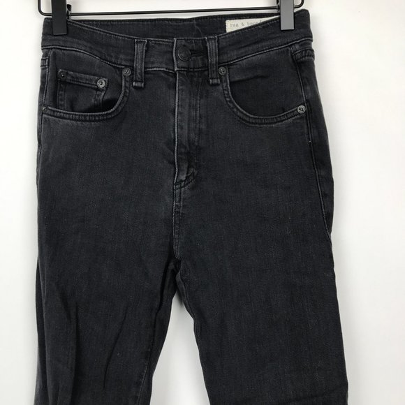 [3 for $15] Rag & Bone Justine Zipper Skinny Jeans Black Grey 25 - Picture 3 of 8